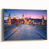Framed canvas depicting a vintage-style Bavarian landscape with muted earth tones, ideal for bedroom wall art.