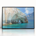 Large abstract wall art depicting a European Greek landscape in muted earth tones on a framed acrylic panel.