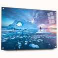Acrylic print of a Greenland landscape with vivid green and blue tones, suitable for bedroom or dining room decor.