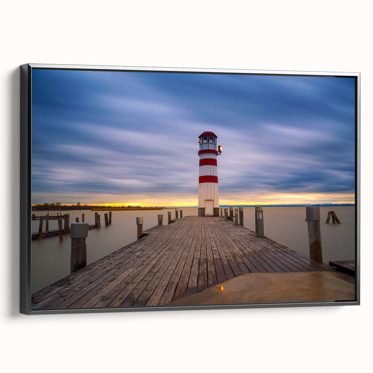 Black and white framed canvas of a vintage Hungarian landscape, ideal for bedroom wall decor.