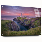 Acrylic print of a serene Irish landscape in muted green and blue tones, suitable for bedroom or dining room decor.