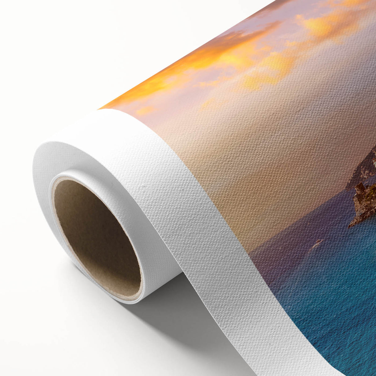 Art deco poster of the Amalfi Coast in pastel shades on rolled canvas, ideal for nursery wall art.