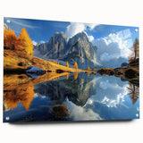 Acrylic print of the Dolomites in Italy featuring muted earth tones, suitable for bedroom or dining room decor.