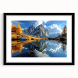 Colorful abstract art print of the Dolomites in vibrant hues on a textured, extra large canvas, ideal for living room decor.