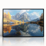 Large abstract wall art depicting the Dolomites in Italy, framed in black acrylic, ideal for modern art wall decor.