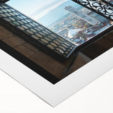 Art deco poster of Florence skyline in muted sepia tones on rolled canvas, suitable for dining room wall art.