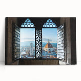 Black and white large art print of Florence scenery on stretched canvas, ideal for kitchen wall art.
