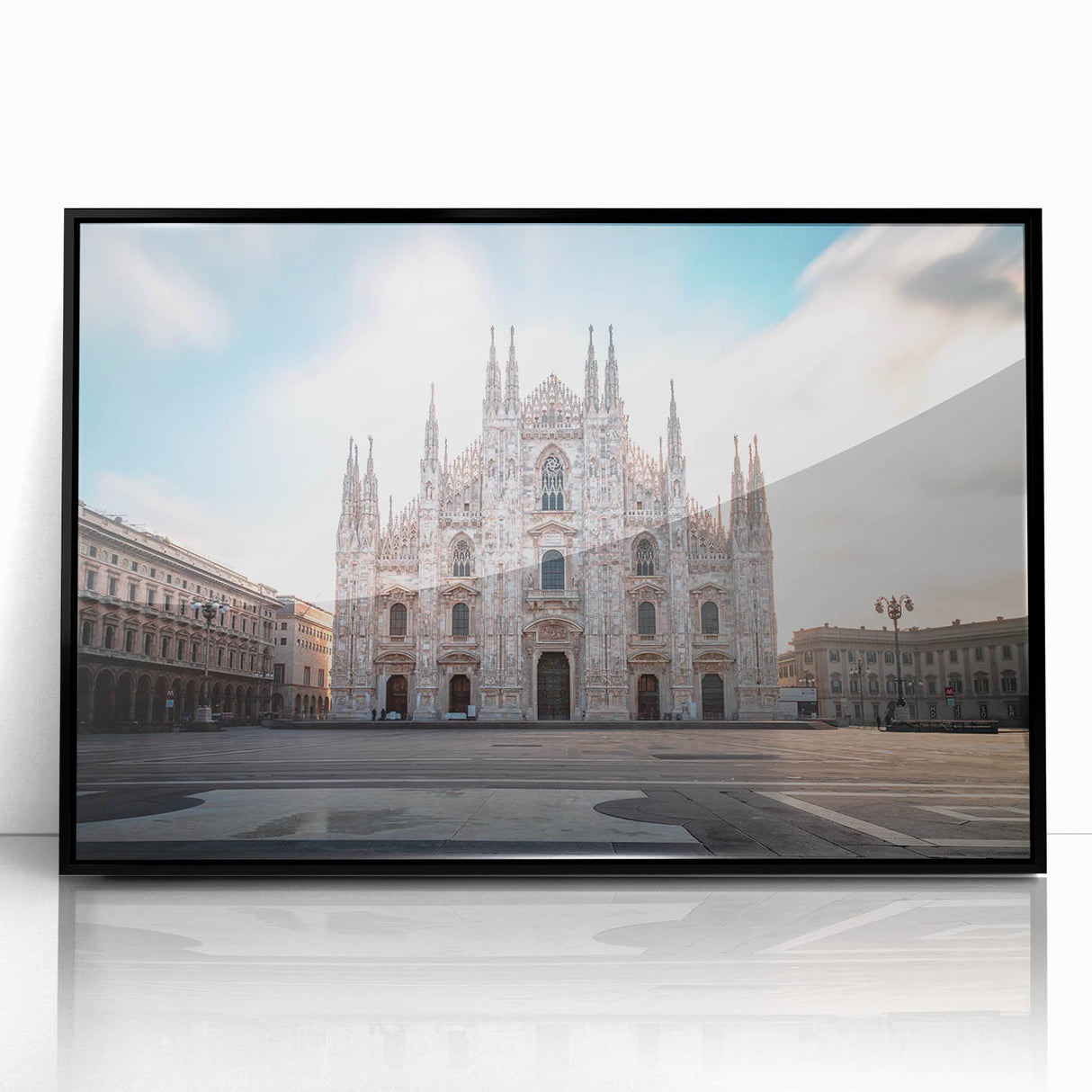Large abstract wall art of Milan scenery in muted earth tones on a framed acrylic, ideal for modern living room decor.