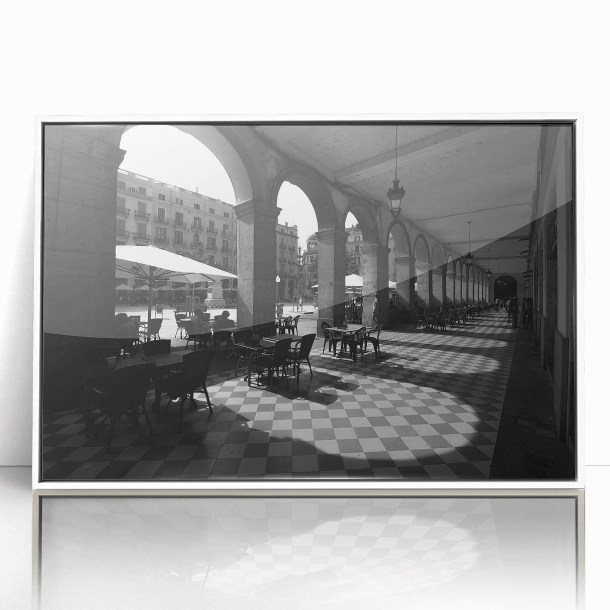 Mid-century modernist art of Rome, featuring muted earth tones on a framed acrylic, ideal for nursery wall decor.