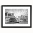 Extra large, textured abstract art print of Venice in vibrant colors on a framed canvas, ideal for living room decor.