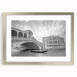 Extra large framed wall art of an abstract Venice scenery in textured silver, ideal for living room decor.