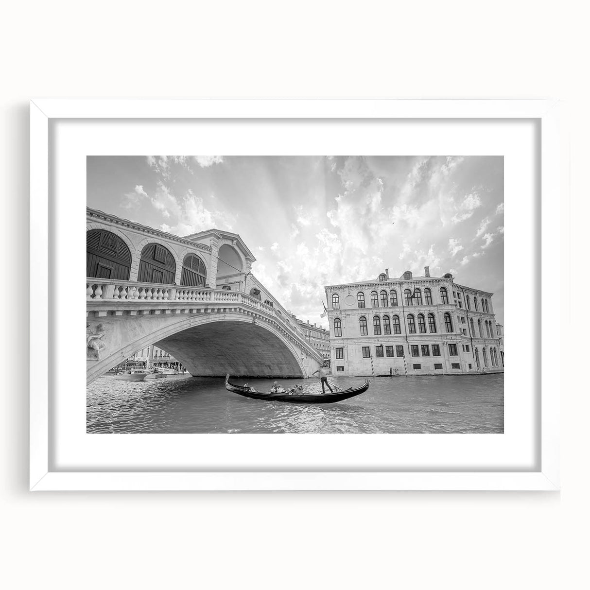 Textured art print of Venice scenery in muted earth tones on a white framed mat, ideal for bedroom wall decor.