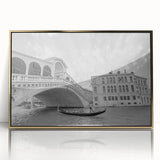 Art deco poster of Venice scenery in gold frame on acrylic, featuring muted earth tones, ideal for modern art wall decor.