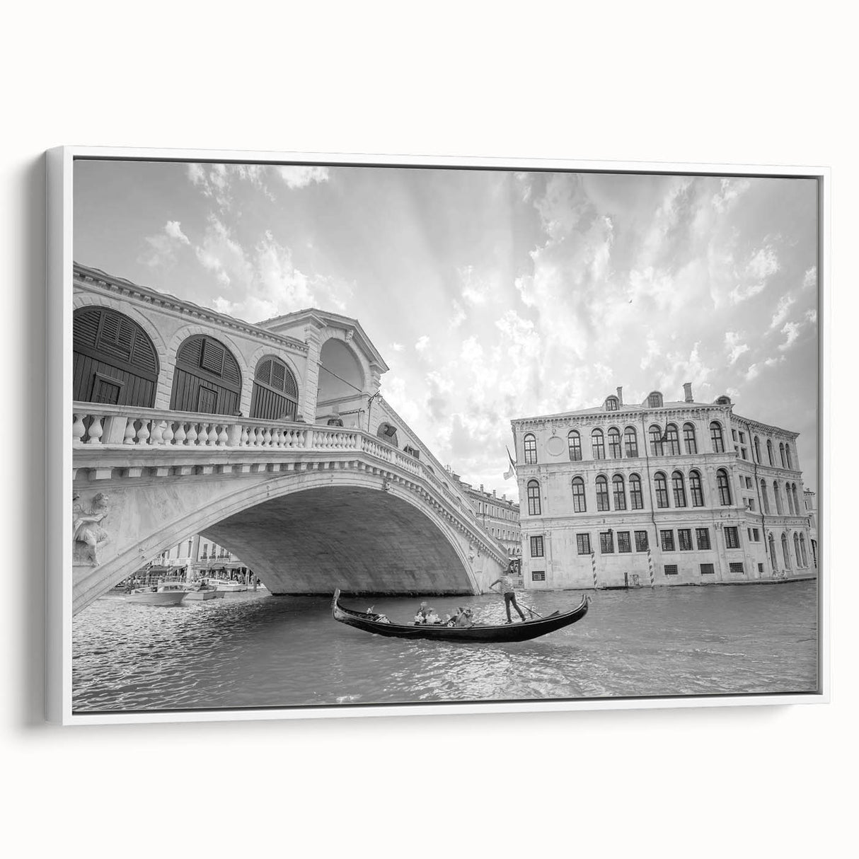 Vintage poster art of Venice scenery in rich, colorful detail on extra large framed canvas, ideal for living room decor.