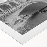 Art Deco poster of Venice scenery in muted blue and orange tones on rolled canvas, suitable for dining room wall art.