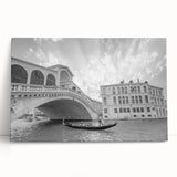 Black and white stretched canvas of Venice scenery, ideal for kitchen wall art.