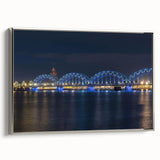 Framed canvas depicting a vintage-style landscape painting of a European scene in Latvia.