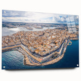 Acrylic print of a European Malta scenery in muted earth tones, suitable for dining room or bedroom decor.
