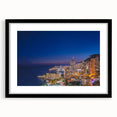 Extra large textured abstract art print of a colorful Monaco scenery on a black framed canvas.