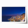 Extra large rolled print depicting a scenic view of Monaco with vibrant floral elements, ideal for art wall dining room.