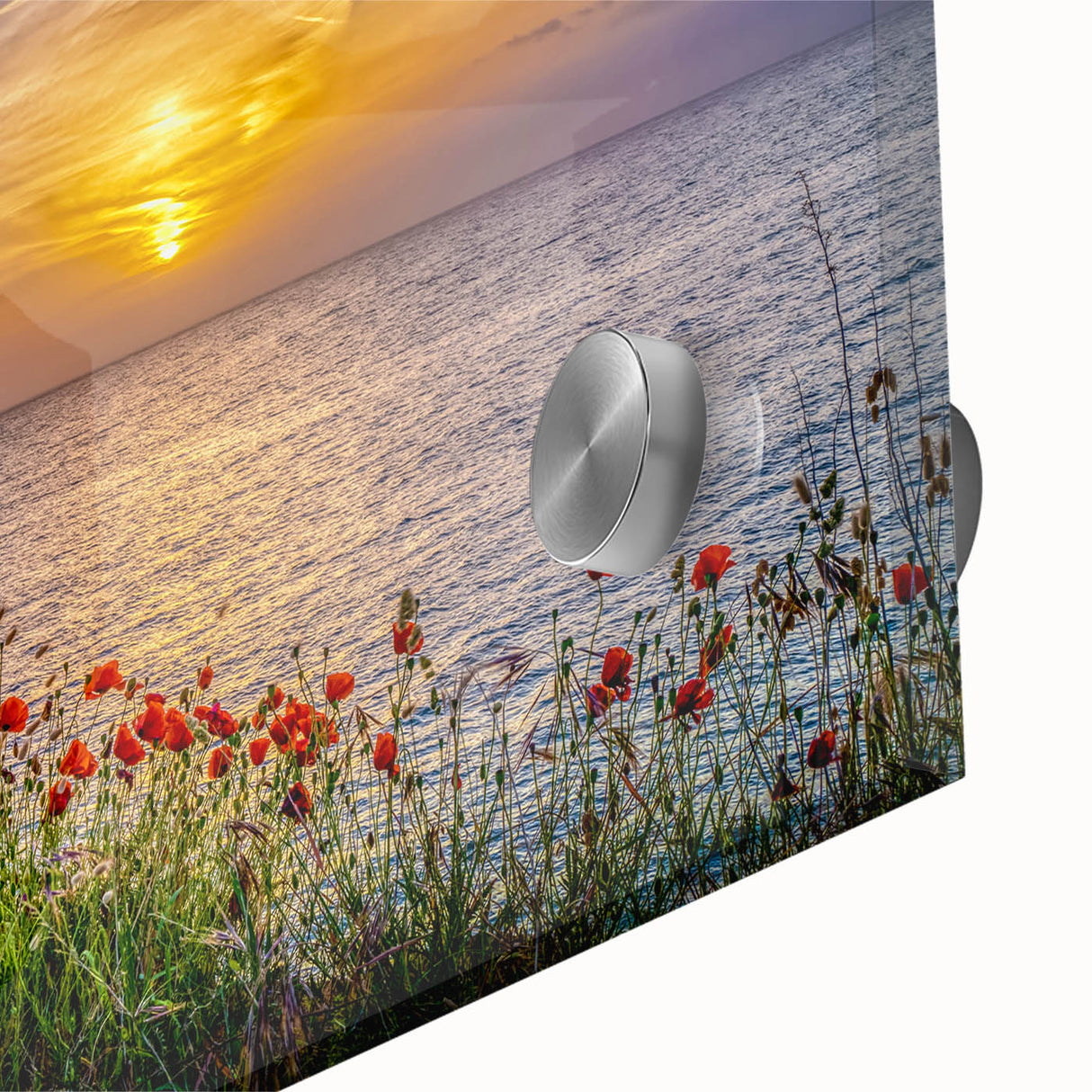 Large abstract wall art featuring Montenegro scenery in acrylic glass, with mid-century modernist style.