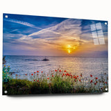 Acrylic print of a Montenegro landscape in muted earth tones, ideal for dining room decor.