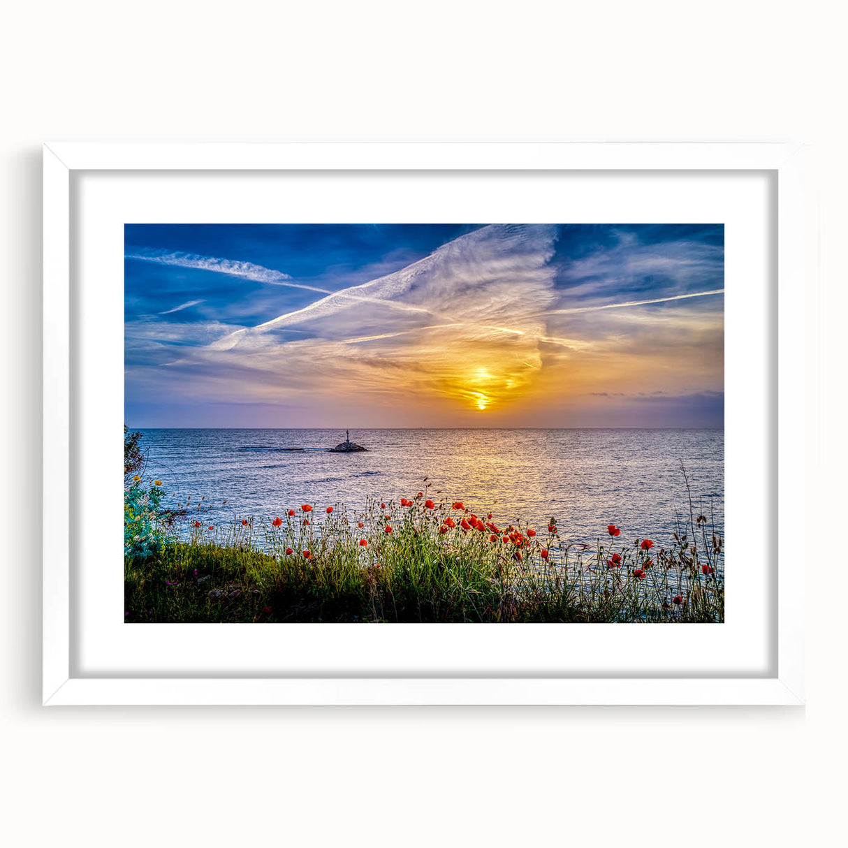 Textured art depicting an abstract European scenery in muted earth tones on a white framed mat, ideal for bedroom art.