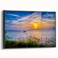 Black and white framed canvas of a Montenegro landscape, ideal for bedroom wall art.