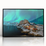Large abstract wall art depicting a Norwegian landscape in muted earth tones on a framed acrylic.