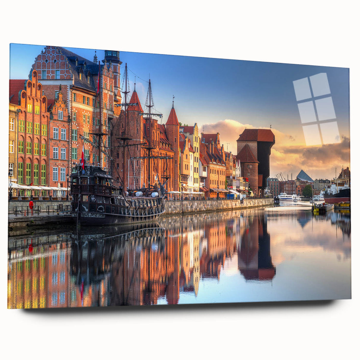 Acrylic print of a European scenery in Poland featuring muted earth tones, ideal for bedroom or dining room art.