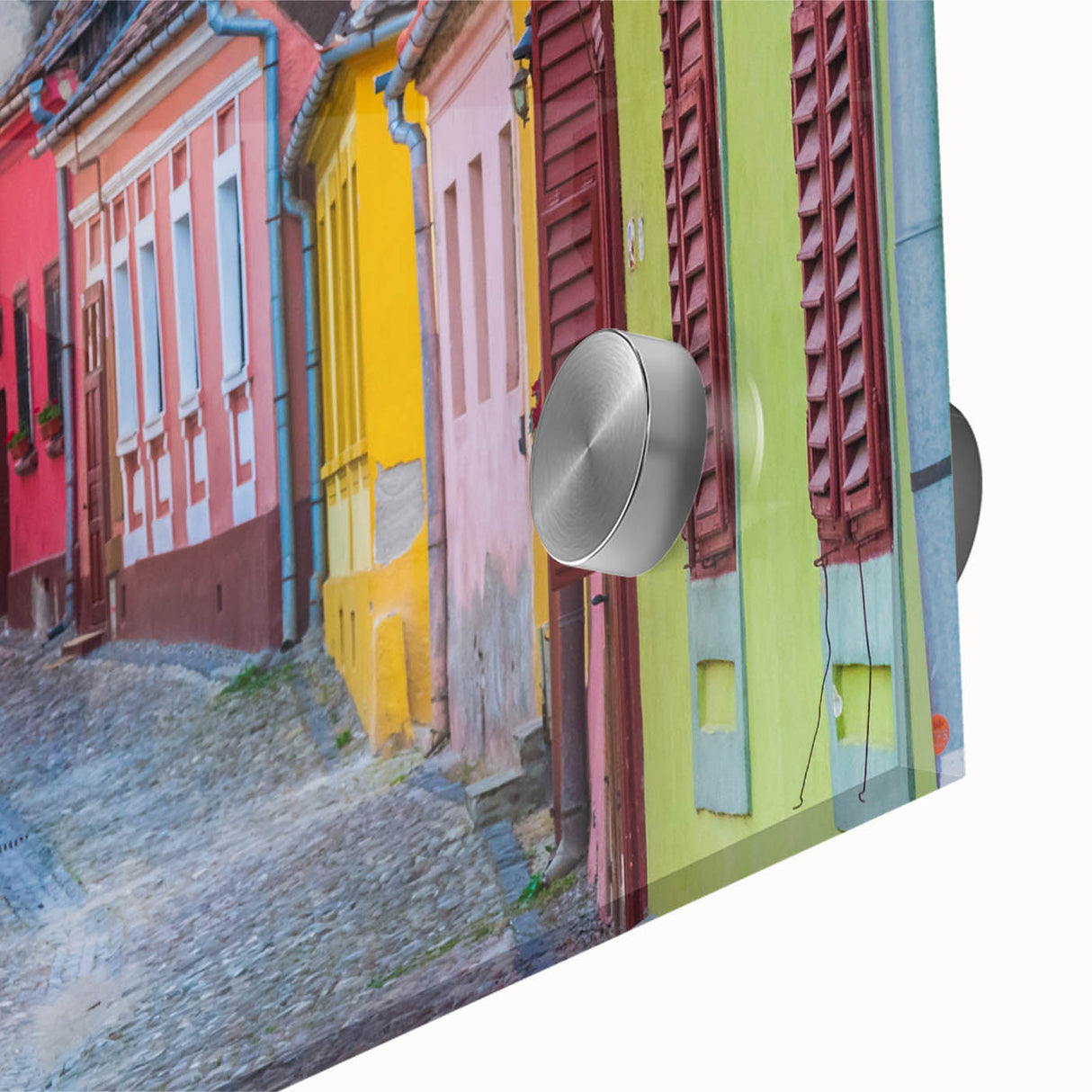 Large abstract wall art depicting a Romanian landscape in muted earth tones on acrylic glass, ideal for dining room art.