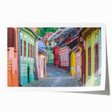 Extra large rolled print of a scenic Romanian landscape, featuring vibrant green and blue tones.