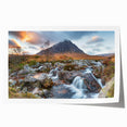 Rolled print of a Scottish landscape with floral foreground in muted earth tones, suitable for dining room decor.