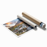 Extra large rolled print of a Scottish landscape with vibrant green tones, ideal for classy bathroom wall art.