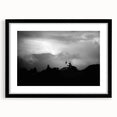 Textured abstract art print of colorful European scenery, framed in black, ideal for living room decor.