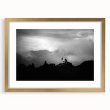 Textured art print of a Slovenian landscape in muted earth tones, framed in gold, ideal for bedroom art.