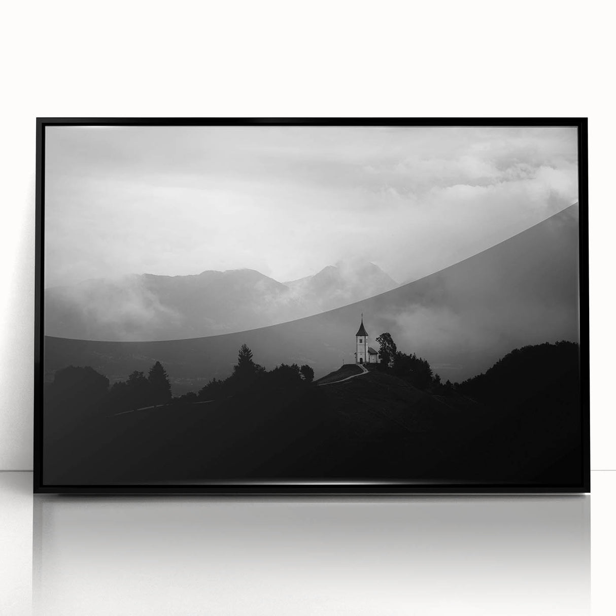 Large abstract wall art depicting a Slovenian landscape in muted earth tones on a framed acrylic.