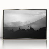 Art Deco poster of a Slovenian landscape in silver framed acrylic, with soft pastel colors.