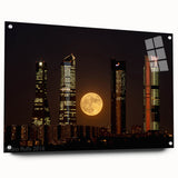 Acrylic print of Madrid cityscape with soft pastel shades, ideal for dining room art.
