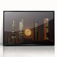 Large abstract wall art depicting Madrid's cityscape in muted earth tones on a framed acrylic.