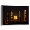 Black and white framed canvas of Madrid landscape, featuring vintage poster art style, ideal for bedroom wall decor.