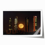 Rolled print of Madrid scenery featuring soft pastel shades, perfect as extra large art wall for dining room.