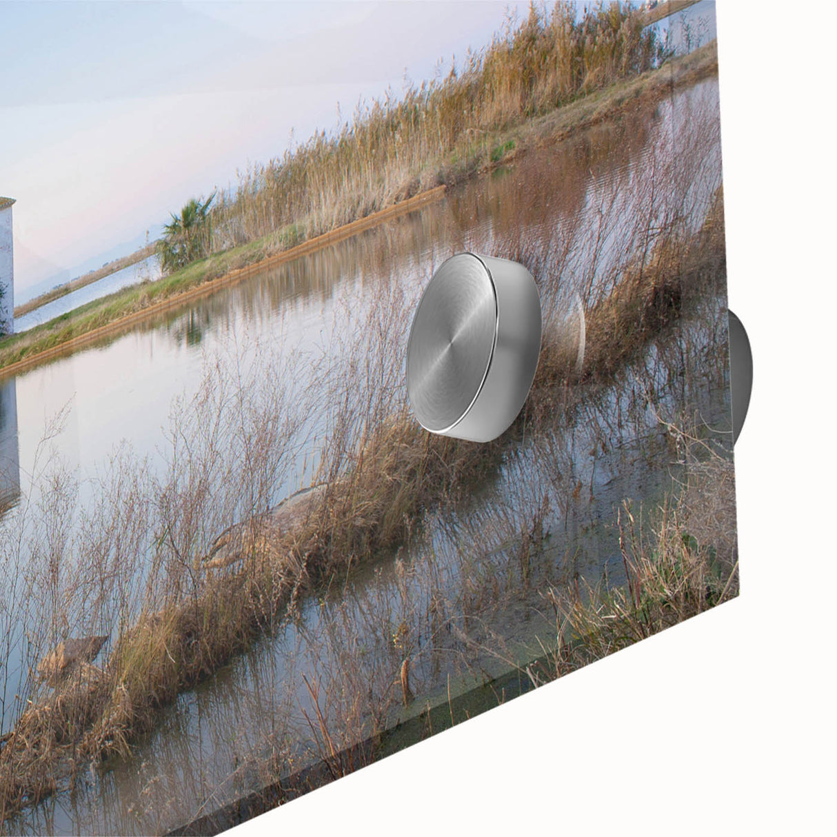 Large abstract wall art depicting the Valencia skyline in muted earth tones on acrylic glass, suitable for dining room art.