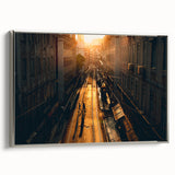 Framed canvas of a vintage Stockholm landscape in muted colors, ideal for living room decor.