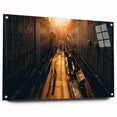 Acrylic print of Stockholm skyline in muted blue and gray tones, suitable for bedroom or dining room decor.