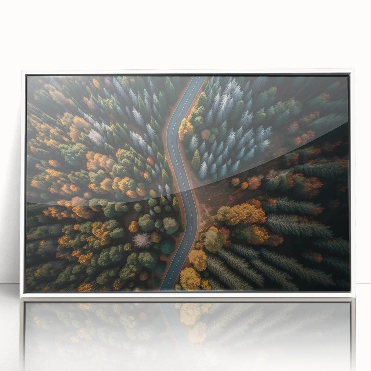 Acrylic print of a serene Swiss landscape, featuring gentle green hills and a clear sky, framed in white.