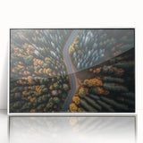 Acrylic print of a serene Swiss landscape, featuring gentle green hills and a clear sky, framed in white.