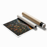 Extra large rolled print of a Swiss landscape in muted greens and blues, ideal for classy bathroom wall art.
