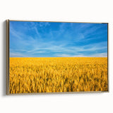 Framed canvas featuring a vintage-style landscape painting of a Ukrainian scenery, in muted earth tones.
