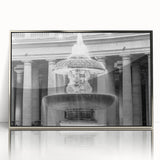 Mid-century modernist art depicting the Vatican, in muted earth tones on a framed acrylic, ideal for modern art wall decor.